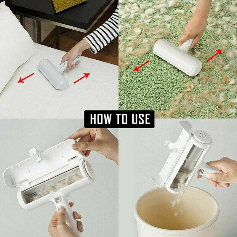 Pet Hair Remover Brush Dog Cat Fur Cleaning Roller Reusable Self Cleaning Tool
